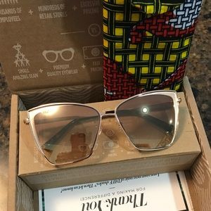 DIFF Becky Sunglasses. Gold w/Flash Brown Lenses.